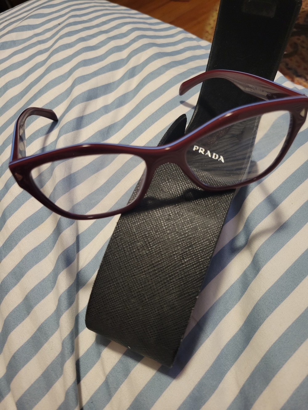Prada Burgundy Cat-Eye Eyeglasses - Picture 1 of 10